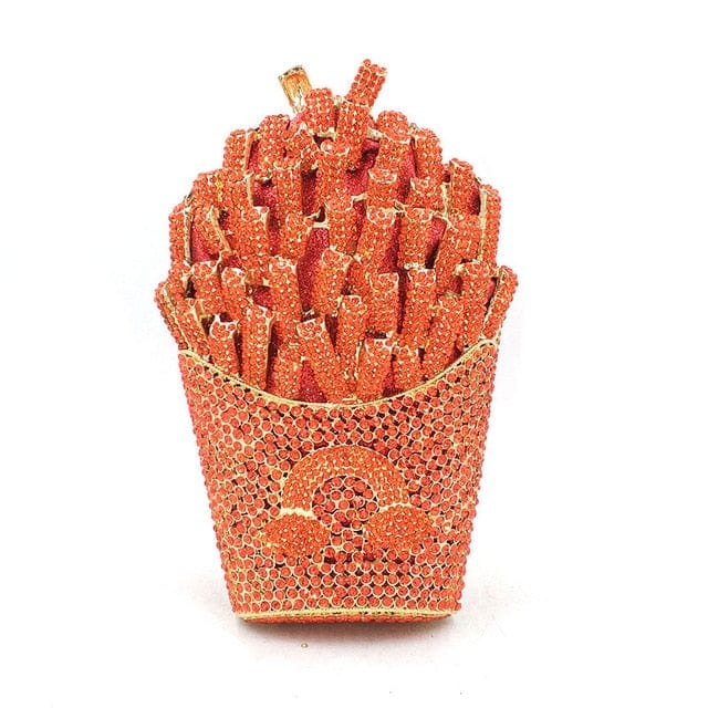 Luxury Rhinestone French Fries Evening Clutch bags WAAMII Color 2 orange