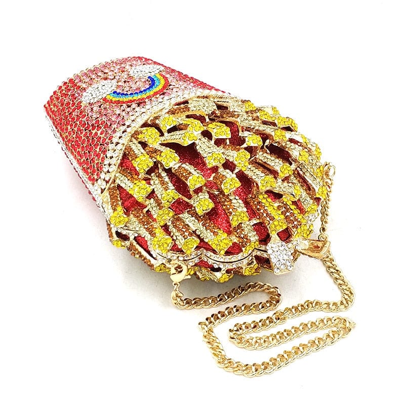 Luxury Rhinestone French Fries Evening Clutch - - Luxury bags by WAAMII