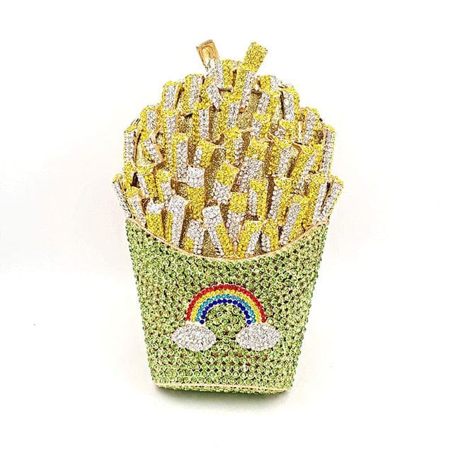 Luxury Rhinestone French Fries Evening Clutch bags WAAMII Color 9 green