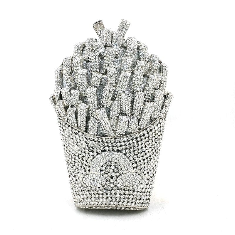 Luxury Rhinestone French Fries Evening Clutch bags WAAMII