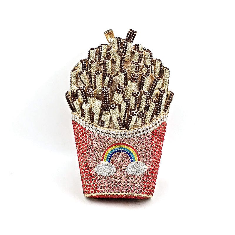 Luxury Rhinestone French Fries Evening Clutch bags WAAMII