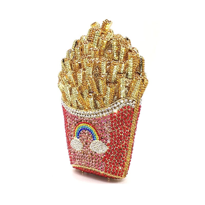 Luxury Rhinestone French Fries Evening Clutch bags WAAMII   