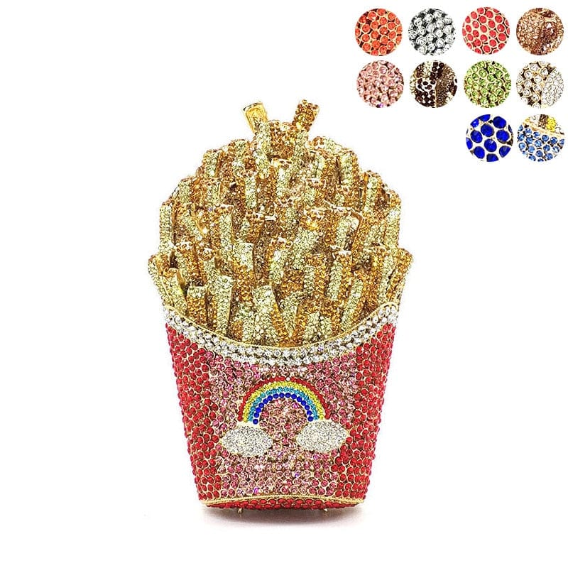 Luxury Rhinestone French Fries Evening Clutch - - Luxury bags by WAAMII