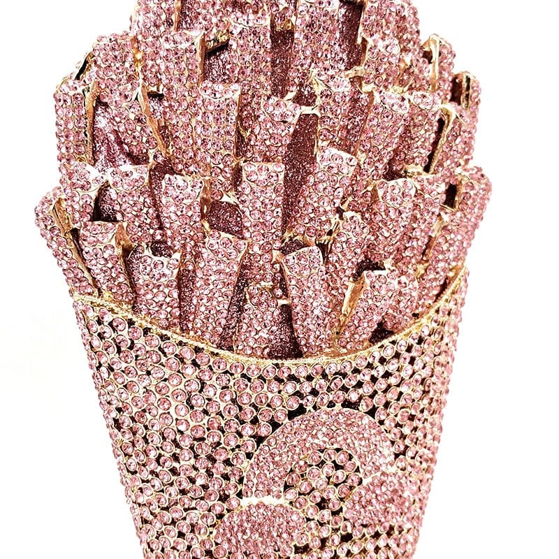 Luxury Rhinestone French Fries Evening Clutch - - Luxury bags by WAAMII