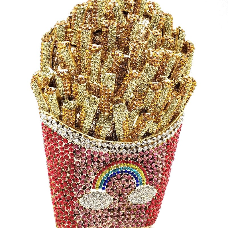 Luxury Rhinestone French Fries Evening Clutch bags WAAMII   