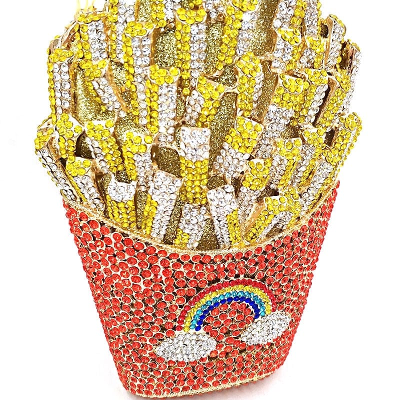 Luxury Rhinestone French Fries Evening Clutch bags WAAMII