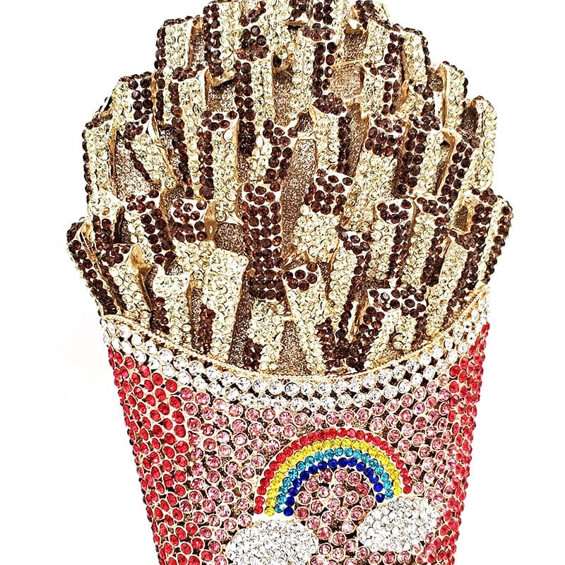 Luxury Rhinestone French Fries Evening Clutch bags WAAMII