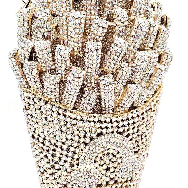 Luxury Rhinestone French Fries Evening Clutch bags WAAMII