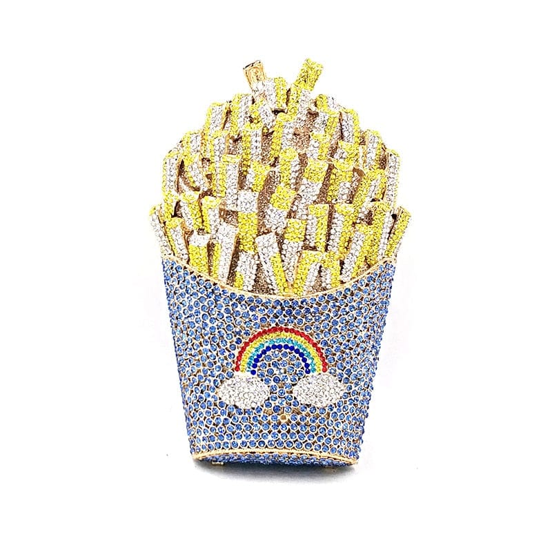 Luxury Rhinestone French Fries Evening Clutch - Color 13 blue - Luxury bags by WAAMII