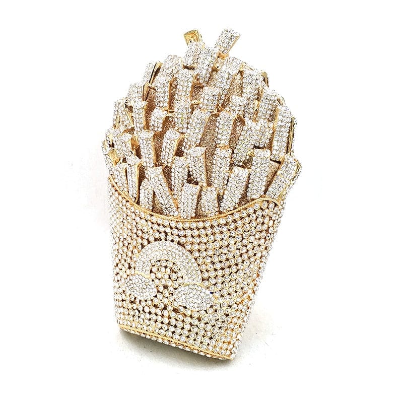 Luxury Rhinestone French Fries Evening Clutch - - Luxury bags by WAAMII