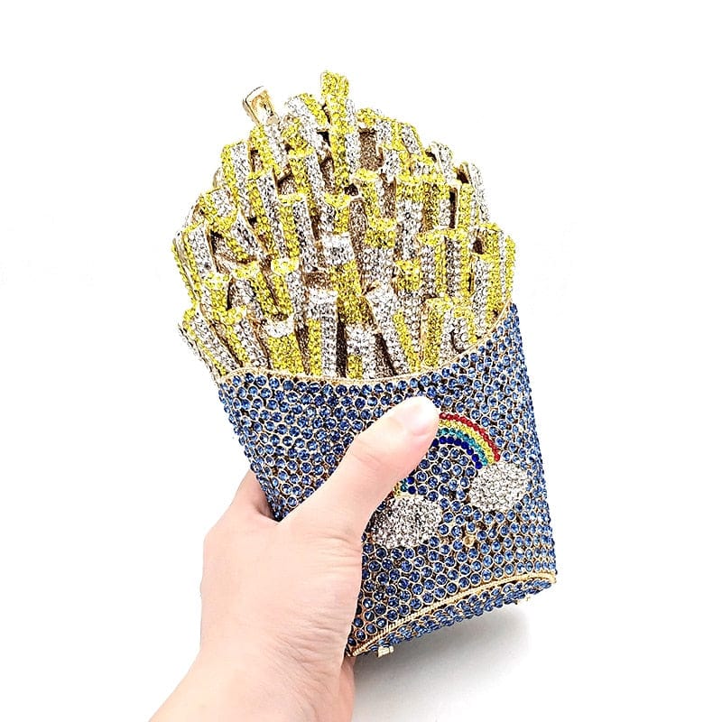Luxury Rhinestone French Fries Evening Clutch bags WAAMII