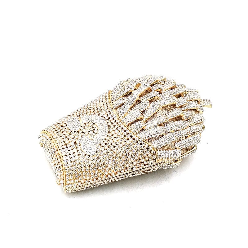 Luxury Rhinestone French Fries Evening Clutch - - Luxury bags by WAAMII