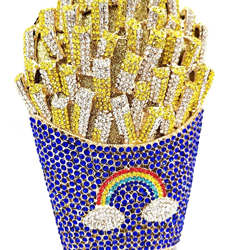 Luxury Rhinestone French Fries Evening Clutch bags WAAMII