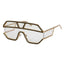 Luxury Rhinestone Geometric Patterns Oversized Sunglasses Accessories WAAMII black clear  