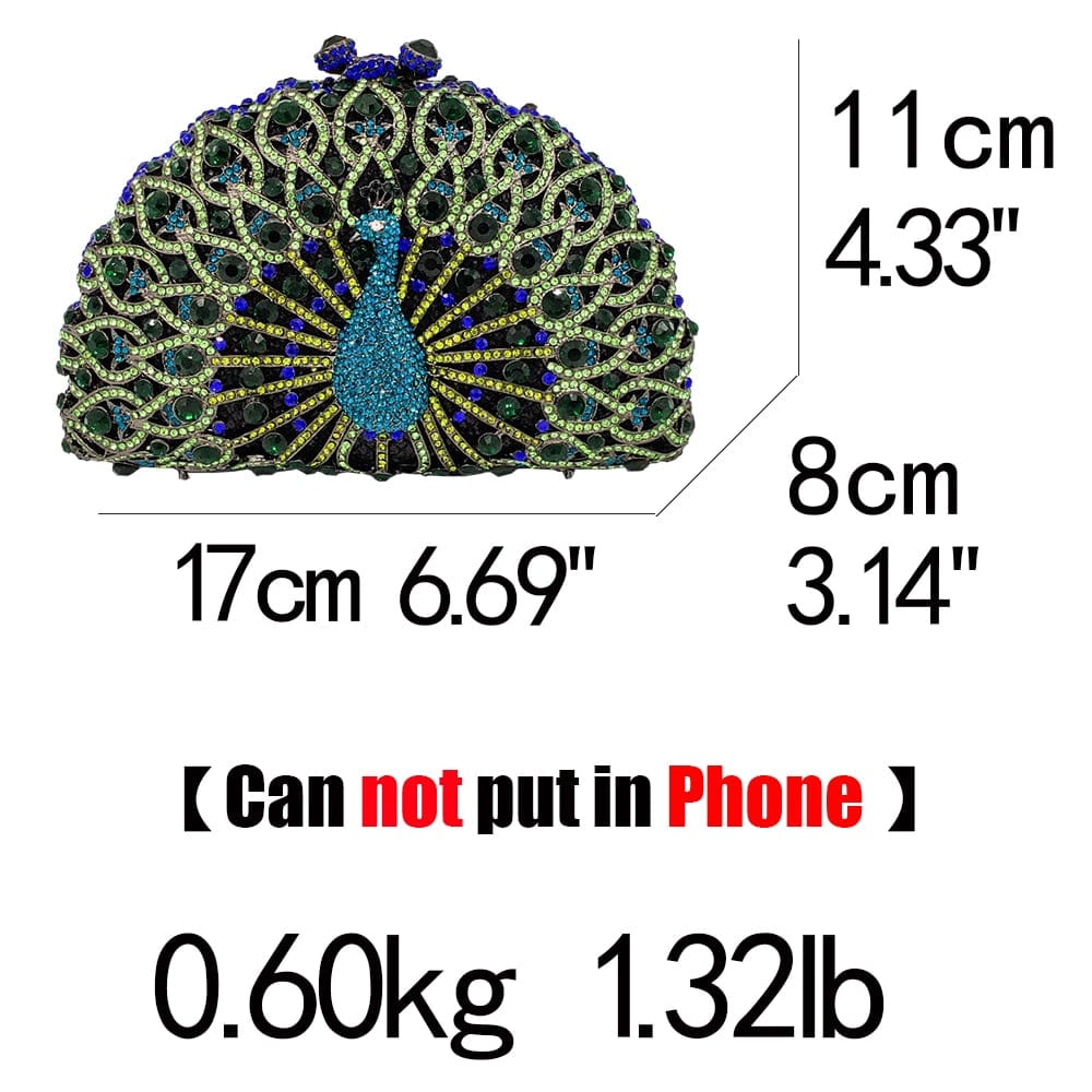 Luxury Rhinestone Peacock Clutch bags WAAMII