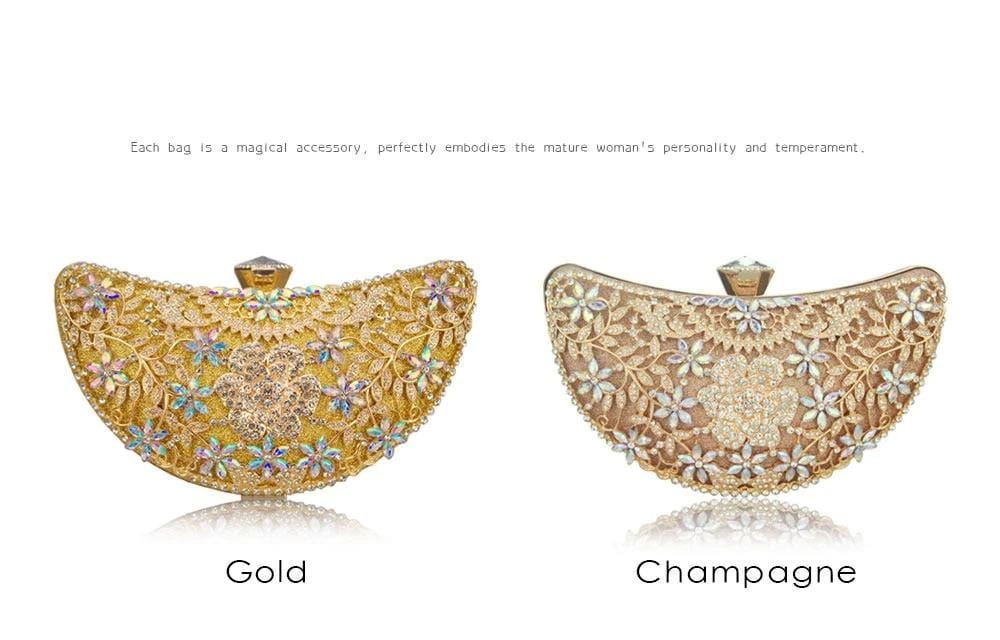 Luxury Sequined Hollow Out Crystal Moon Fashion Clutch - - Luxury bags by WAAMII