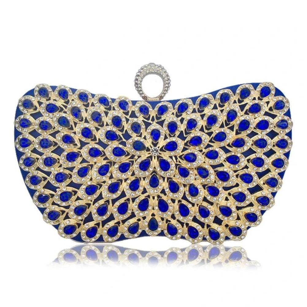 Metallic Blue Diamante Clutch - blue - Luxury bags by WAAMII