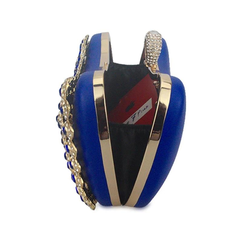 Metallic Blue Diamante Clutch - - Luxury bags by WAAMII