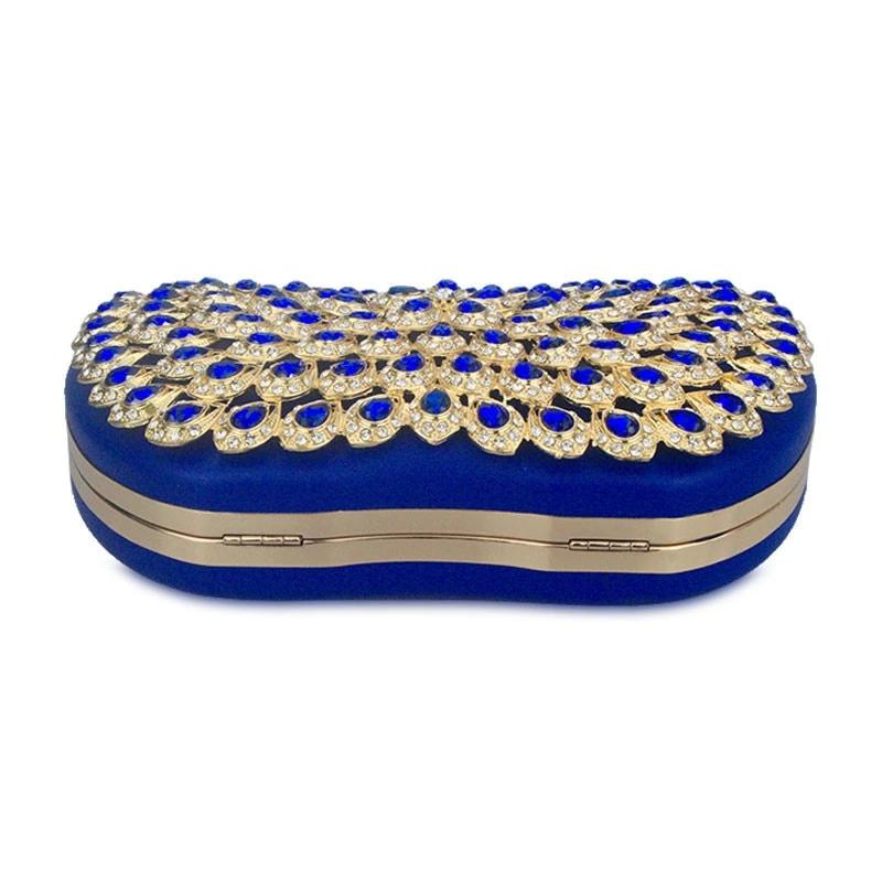 Metallic Blue Diamante Clutch - - Luxury bags by WAAMII