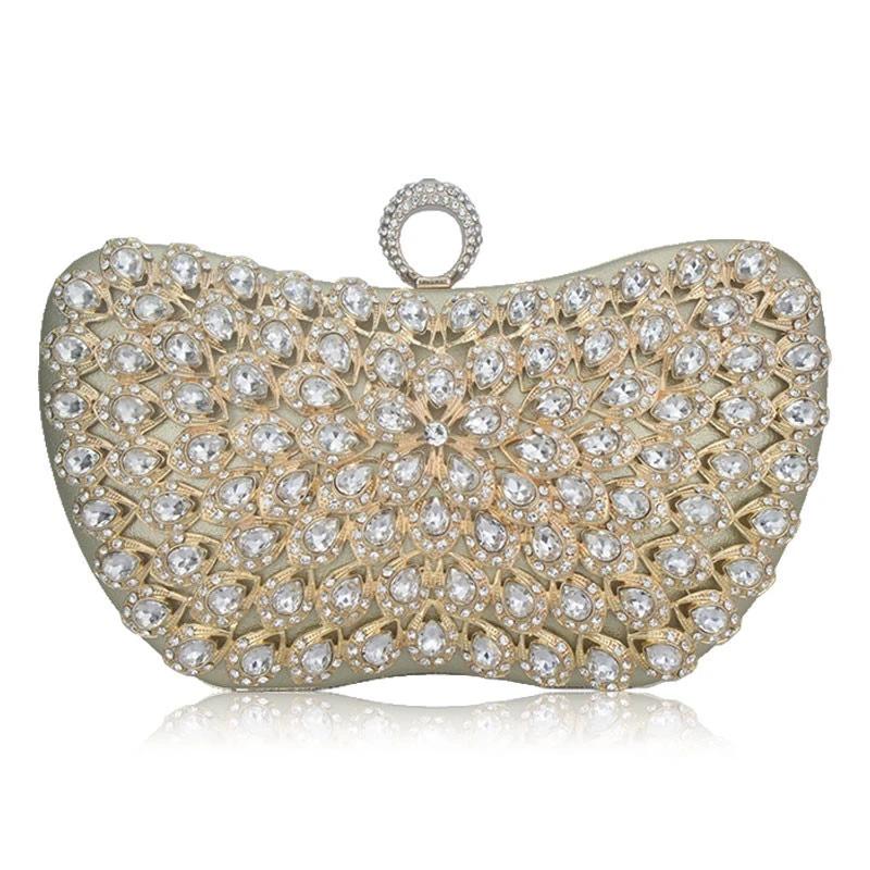 Metallic Blue Diamante Clutch - - Luxury bags by WAAMII