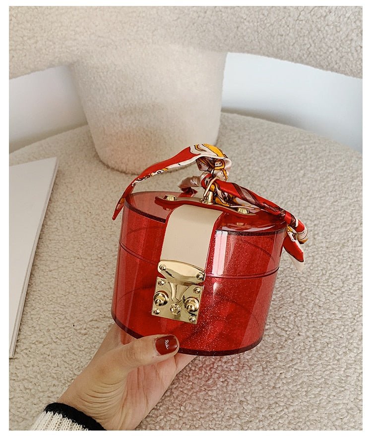 Mini Round Transparent Jelly Bag Silk Scarf Clutch - - Luxury bags by WAAMII