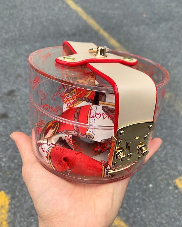 Mini Round Transparent Jelly Bag Silk Scarf Clutch bags WAAMII   