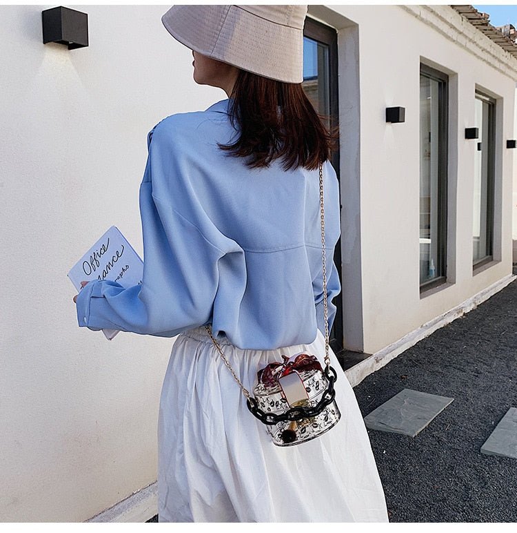Mini Round Transparent Jelly Bag Silk Scarf Clutch bags WAAMII