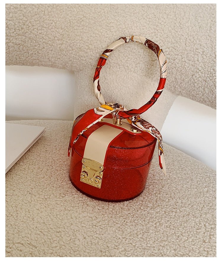 Mini Round Transparent Jelly Bag Silk Scarf Clutch bags WAAMII