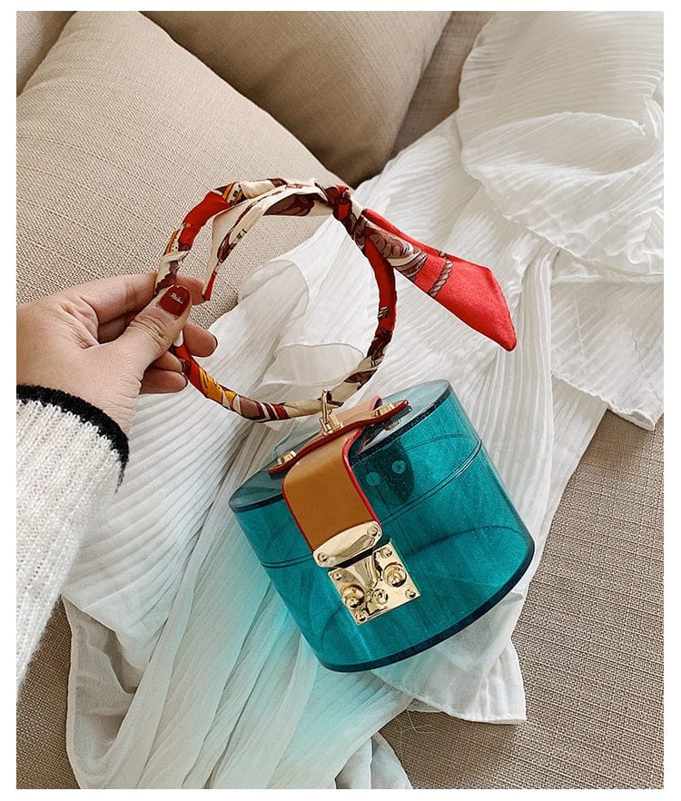 Mini Round Transparent Jelly Bag Silk Scarf Clutch - - Luxury bags by WAAMII