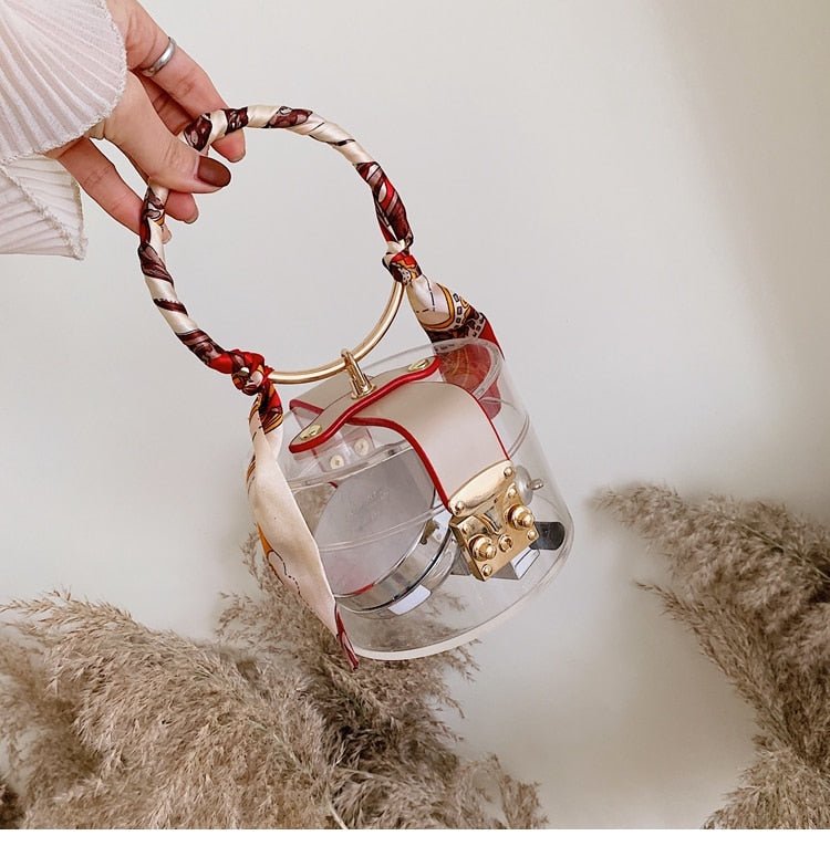 Mini Round Transparent Jelly Bag Silk Scarf Clutch bags WAAMII