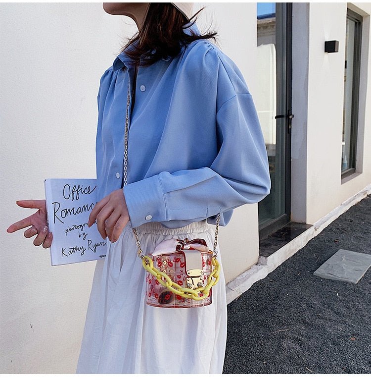 Mini Round Transparent Jelly Bag Silk Scarf Clutch bags WAAMII