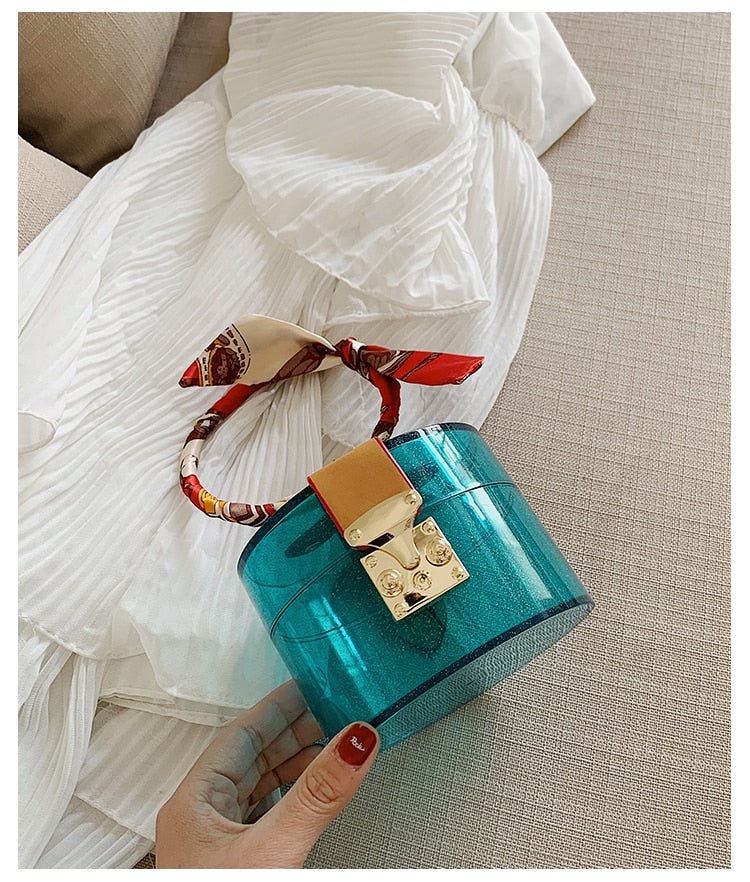 Mini Round Transparent Jelly Bag Silk Scarf Clutch bags WAAMII