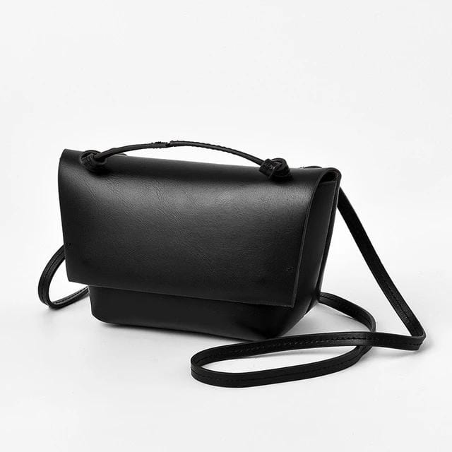 Minimalist Fashion Leather Satchel Womens Shoulder Bag bags WAAMII Black  