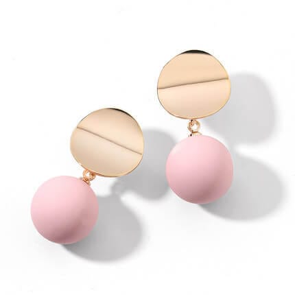 Mismatched Polished Candy Colored Pearl Stud Earrings - pink - Luxury Jewelry by WAAMII