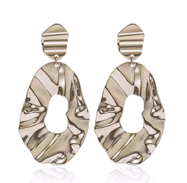 Modern Tone Geometric Hoop Earrings Jewelry WAAMII Coffee gold  