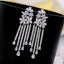 Multi-Color Flower Rhinestone CZ Long Tassel Dangle Earrings - White - Luxury Jewelry by WAAMII