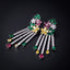 Multi-Color Flower Rhinestone CZ Long Tassel Dangle Earrings - Multicolour - Luxury Jewelry by WAAMII