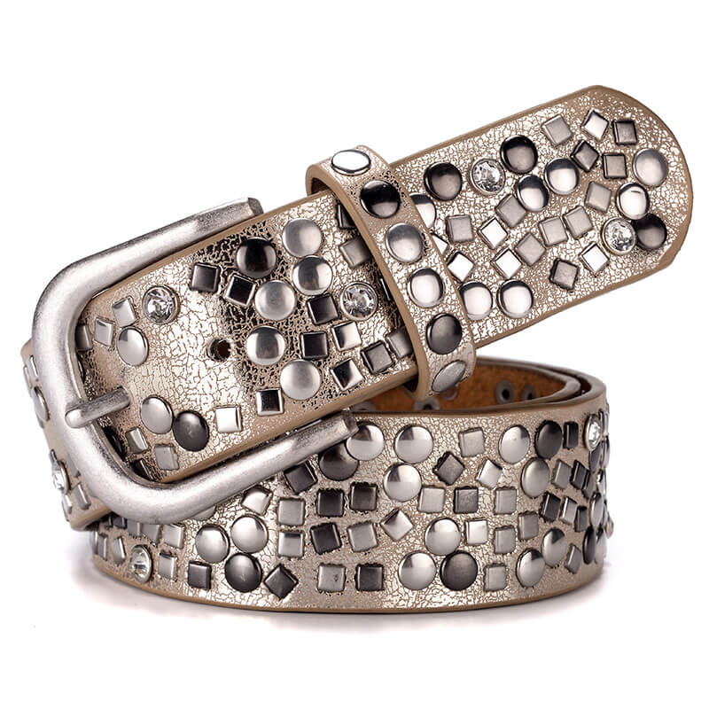 Multi-rivet Studded Embellished Buckle Belt Punk Belt-WB7041 - - Luxury Accessories by WAAMII