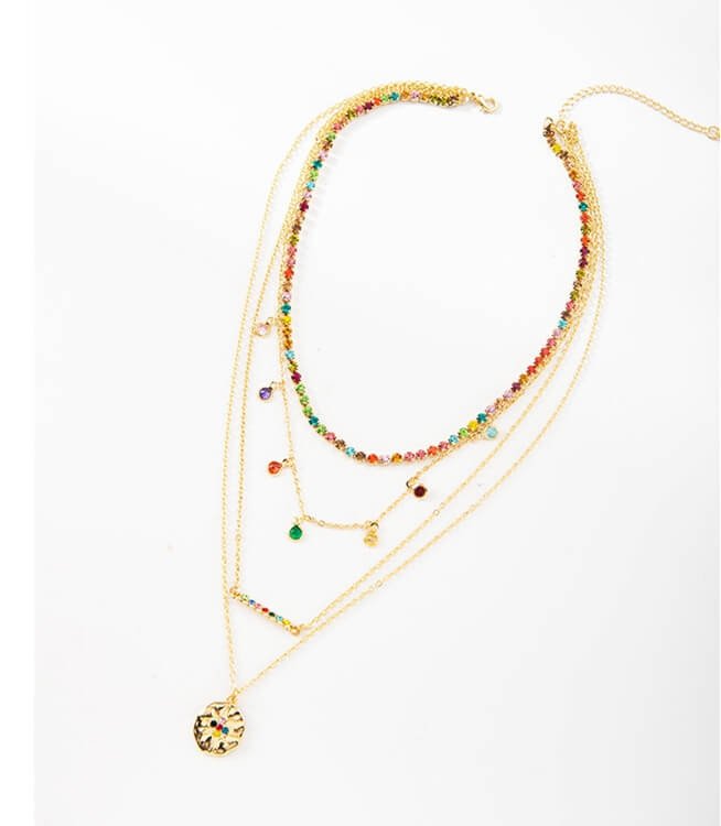 Multicolor Gold Plated Choker Layer Necklace Jewelry WAAMII   