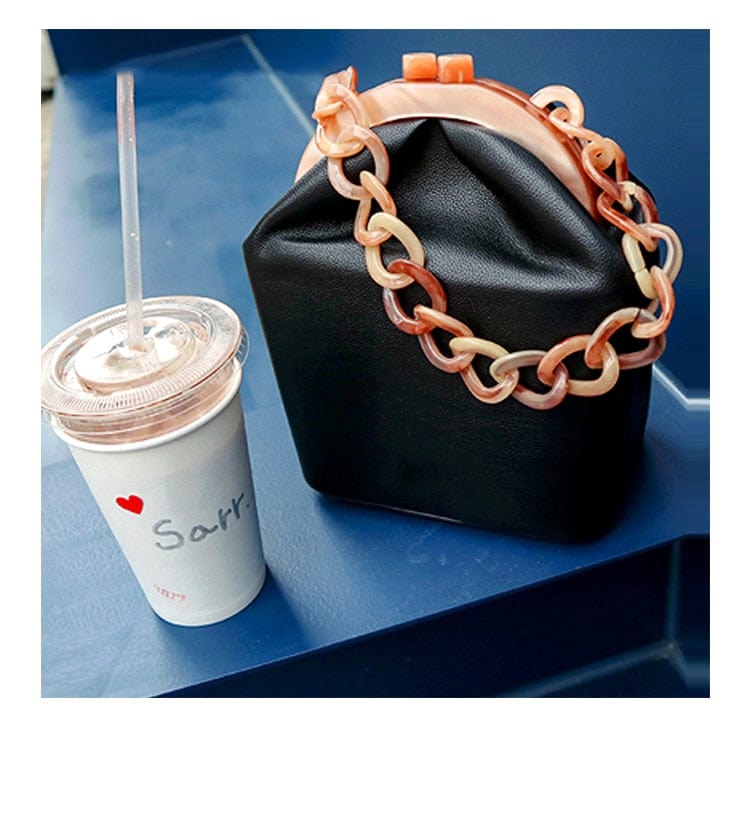 New Fashion Bucket Box Messenger With Acrylic Chains - - Luxury bags by WAAMII