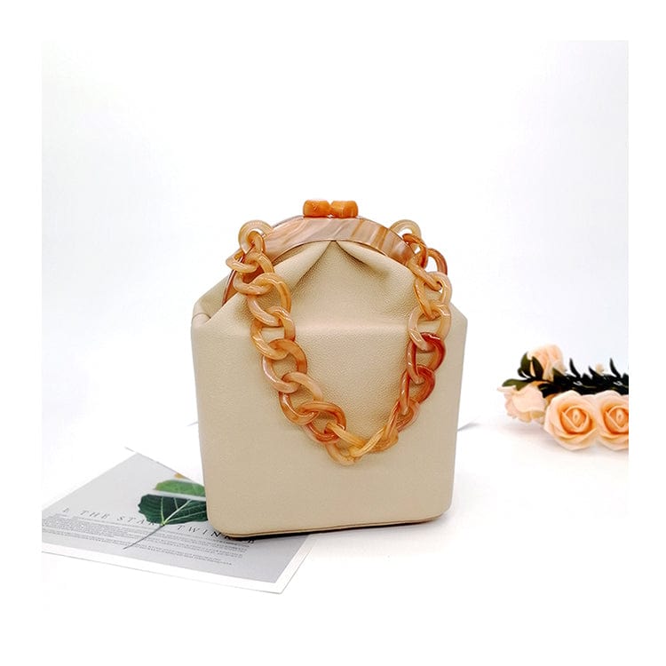 New Fashion Bucket Box Messenger With Acrylic Chains - white (20cm<Max Length<30cm) - Luxury bags by WAAMII