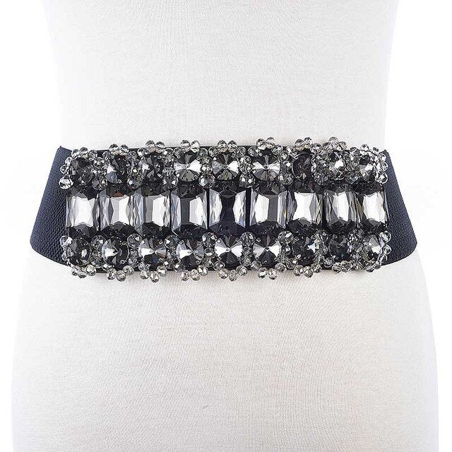 New Rhinestone Belt Full Crystal Wide Wristband-WL36 - Gray 63cm - Luxury Accessories by WAAMII