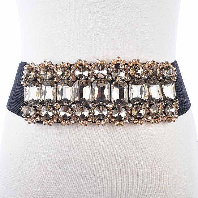 New Rhinestone Belt Full Crystal Wide Wristband-WL36 - Tawny 63cm - Luxury Accessories by WAAMII