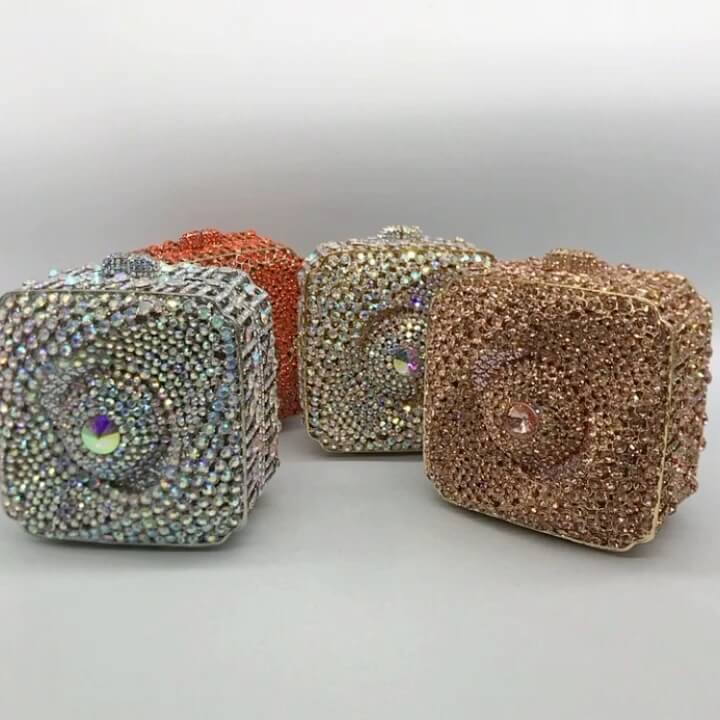 New Style Cosmic Eye Double Sided Full Crystal Mini Box Clutch Evening Purse - - Luxury bags by WAAMII