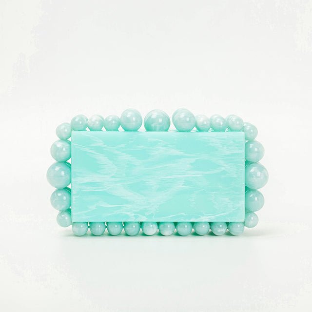 Novelty Beads Acrylic Box Clutch - Light Blue - Luxury bags by WAAMII