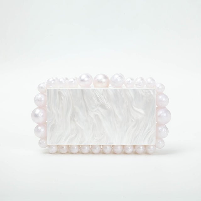 Novelty Beads Acrylic Box Clutch - White - Luxury bags by WAAMII