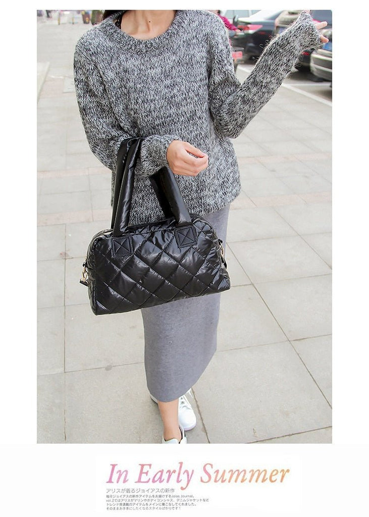 Nylon Shell Down Women Messenger Bag Ladies Quilted Handbag - - Luxury bags by WAAMII