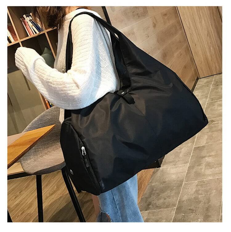 Oxford Fabric Weekender With Shoe Compartment Yoga Mat Carrier Bag-Pink,Black - Black - Luxury bags by WAAMII