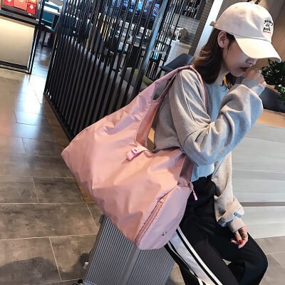 Oxford Fabric Weekender With Shoe Compartment Yoga Mat Carrier Bag-Pink,Black - Pink - Luxury bags by WAAMII