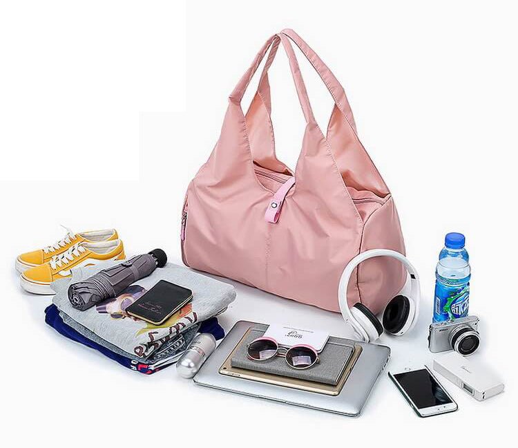 Oxford Fabric Weekender With Shoe Compartment Yoga Mat Carrier Bag-Pink,Black - - Luxury bags by WAAMII